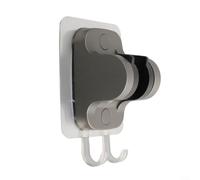 Adjustable Shower Head Holder Strong Backing 360 Degree Rotating ABS Wall Mount With Hook Tool-Free Installation Waterproof For Bathroom Small Space Storage Black Silver Gray 125x8(Gray)