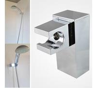 Adjustable Shower Head Holder, Wall Mount Shower Bracket with 360 Degree Rotating Joint, Square Chrome ABS Plastic Handheld Shower Stand for Bathroom, Fit for Flat or Rough Surfaces