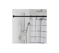 Adjustable Shower Rail, Black, Telescopic Bathroom Curtain Rod, Chrome Fittings, 140-260cm, Wall-Mounted