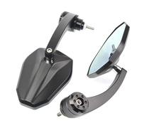 Adjustable Side Mirror Adjustable Motorcycle 7/8'' 22MM Handlebar End Mirror Aluminum Alloy Rear Mirror Universal Motorbike Motocross Mirror(Black 1)