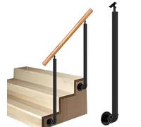Adjustable Side Mount Stair Railing for Outdoor Steps Black Wrought Iron Baluster Post with Transition il for Concrete or Wood Stairs 33.5in (85cm)