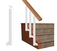 Adjustable Side Mount Stair Railing Post 60cm 120cm Square Metal Spindles with 270° Bracket White Banister Column for Deck Steps Balcony (Size: 95cm/37.4in)