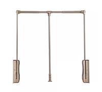 Adjustable Side-Mounted Closet Rod, Heavy-Duty Aluminum Alloy Clothes Hanger, 44 lbs Capacity, Double Buffering Liftable Design, Brown Finish (700-930mm)
