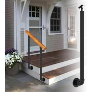 Adjustable Side-Mounted Handrail for Indoor Outdoor Steps, Metal Railing with Posts for Concrete Wood Stairs