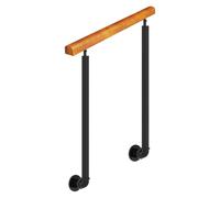 Adjustable Side-Mounted Wooden Handrail for Indoor Outdoor Steps, Modern Stair Railing Balustrade with Wrought Iron Posts, 43-Inch Grab Rail for Safety Support