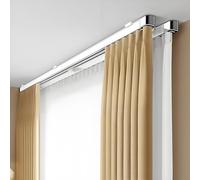 Adjustable Silent Curtain Rail Aluminum Ceiling TrackHeavy-Duty Wall-Mounted Curtain RodTelescopic Double Curtain Guiding System (White Top 1.15-2.1m/3.7-6.9ft)