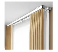 Adjustable Silent Curtain Rail Aluminum Ceiling TrackRobust Wall-Mounted Curtain RodDouble Telescopic Curtain Guiding System (White Top 0.85-1.5m/2.7-4.9ft)