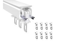 Adjustable Silent Curtain Track System with Smooth Rollers 50-600 cm Easy Install 1-Track Design for Ceiling/Walls2.0-2.5 mm Thickness 3 Color Options (White)