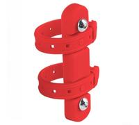Adjustable Silicone Bottle Cage Strap 22-55mm | Shock absorbing silicone, anti-slip ridges, tool-free install, fits 22-55mm tubes, no drilling required(Red)