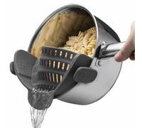 Adjustable Silicone Clip On Food Strainer Colander for Pot and Pan Clip Type Filter Pot Filter Clip Type Multifunctional Drain Basket Pasta Strainer Vegetable Washing Drain Basket (Gray)