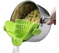 Adjustable Silicone Clip On Food Strainer Colander for Pot and Pan Clip Type Filter Pot Filter Clip Type Multifunctional Drain Basket Pasta Strainer Vegetable Washing Drain Basket (Green)