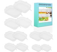Adjustable Silicone Lids Kitchen 12 Pieces Rectangular Different Sizes Dishwasher Safe Transparent
