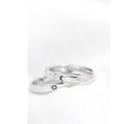Adjustable Silver Couple Moon and Sun Promise Ring set The Colourful Aura Silver One Size