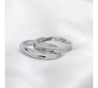 Adjustable Silver Couple Promise Band Zircon Ring set The Colourful Aura Silver One Size