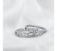 Adjustable Silver Couple Promise Braid Zircon Matching Ring set The Colourful Aura Silver One Size
