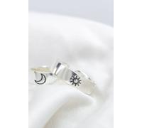 Adjustable Silver Plated Couple Moon and Sun Promise Ring Set The Colourful Aura Silver One Size