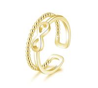 Adjustable Silver Rings for Women, 925 Sterling Silver Double Lines Band Open Rings, Open Ended Rings in Infinity/Heart, Adjustable Silver Thumb Finger Rings Eternity Rings