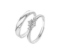 Adjustable Silver Rings For Women Valentine's Day S925 At First Sight Ring Silver Couple Ring Design Wedding Engagement Men (, One Size)