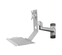 Adjustable Silver Single Arm Monitor Stand with Engineering Tray Non-Folding Single Screen Easy Install