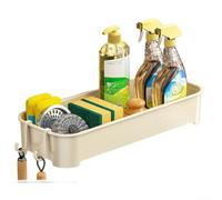 Adjustable Sink Caddy with Hooks for Sponges(White B)