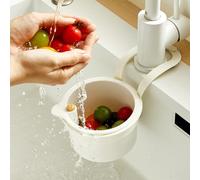 Adjustable Sink Filter Basket, Plastic Kitchen Hanging Strainer, Self-Cleaning Push-Type Automatic Dump Kitchen Sink Food Waste Collector, Easy Installation and Removal (White)