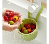 Adjustable Sink Filter Basket, Plastic Kitchen Hanging Strainer, Self-Cleaning Push-Type Automatic Dump Kitchen Sink Food Waste Collector, Easy Installation and Removal (Green)