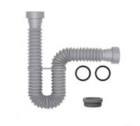 Adjustable Sink Waste Pipe Telescopic P-Trap 20cm to 80cm Length - Flexible Drain Hose for Under Sink Installation with Sealing Rings