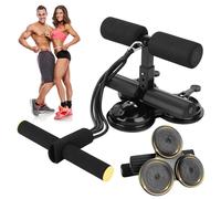 Adjustable Sit-Up Assistant Device, Triple Suction Cup Ab Workout Bar with Bands, Foam Steel Sit Up Aid for Stomach Legs Arms Training Home, Exercise Equipment for Home Gym Men Women
