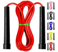 Adjustable Skipping Rope for Adults Kids Non-Slip Handle Home and Gym Tangle Free Jump Rope for Fat Burning, Speed Training, Fitness Workout, Crossfit Boxing, MMA Warm up Speed Rope (Red)