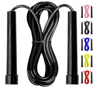 Adjustable Skipping Rope for Adults Kids Non-Slip Handle Home and Gym Tangle Free Jump Rope for Fat Burning, Speed Training, Fitness Workout, Crossfit Boxing, MMA Warm up Speed Rope (Black)