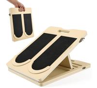 Adjustable Slant Board 4 Levels,200 kg Capacity, 30x40cm, Foldable Calf Stretcher with Side Lock Clips & Curved Heel Stop, Anti-Slip Wooden Incline Board for Plantar Fasciitis, Achilles, Leg Stretch