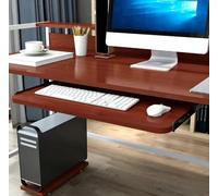 Adjustable Slide Out Keyboard Tray Under Desk Keyboard and Mouse Holder Space Saving Desk Extender (Brown 55cm)