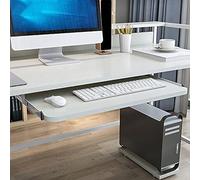 Adjustable Slide Out Keyboard Tray Under Desk Mouse Holder & Worpace 55cm Desk Extender for Optimal Comfort & Space Saving Solut (White)