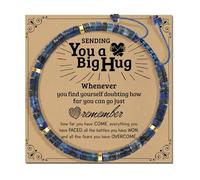 Adjustable Sliding Knot Blue Gemstone Beaded Bracelet - Natural Stone Cord Bohemian Friendship Bracelet for Women, Inspirational Sister Gift with Motivational Message, Layered Jewelry, Cylindrical