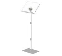 Adjustable Small Acrylic Podium Stand - Modern Portable Lectern with Scratch-Resistant Finish for Classroom Church Concert & Speech - Easy Assembly Metal Base (Medium)