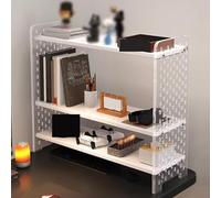 Adjustable Small Desk Shelf High Transparency Acrylic Desk with Side Panels Ideal for Home Office & Bedroom (Color: White Size: Cact)
