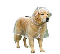 Adjustable Snap Button Dog Rain Poncho - Windproof Clear Cape for Small Dogs & Cats, Transparent Hooded Raincoat with Leash Hole for Walks(S)
