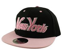 Adjustable Snapback Baseball Cap Hat Youth (One Size) Kids Boys Girls New York NY Script - Lots of Colours Available! (Black and Baby Pink)