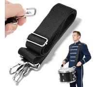 Adjustable Snare Drum Strap with Hook, Padded Shoulder Harness | Black Nylon Construction, Quick Release Fastening, Stable Support for Musicians, Parades, Street Performances and African