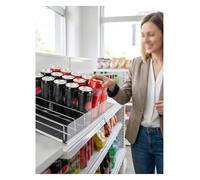 Adjustable Soda Can Dispenser for Refrigerator, Automatic Beverage Pusher Glide Rack, Plastic Drink Organizer for Beer & Water, Space Saving(54 x 48 cm/21.3 x 18.9 inches)
