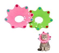 Adjustable Soft Cat Cone Collar, Breathable Felt Recovery Collar for Cats and Small Dogs, Alternative Anti-Lick E-Collar for Post-Surgery, Wound Healing & Skin Protection (S, Pink+Green)