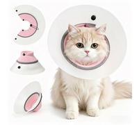 Adjustable Soft Cone for Cats, Cat Cone Alternative to Anti-Licking E-Collar, Cat Cones After Surgery Restores Elizabethan Shape Protects Kittens & Puppies from Licking (Pink)