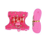 Adjustable Soft Denim Small Animal Harness and Leash Set with Bell Secure Fasteners for Ferrets Chinchillas Squirrels Rabbits Outdoor Walking (M)