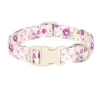 Adjustable Soft Floral Print Nylon Dog Collar Chihuahua Pug Yorkshire Terrier Shiba Inu Training Collar Necklace,C,L