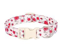 Adjustable Soft Floral Print Nylon Dog Collar Chihuahua Pug Yorkshire Terrier Shiba Inu Training Collar Necklace,A,S
