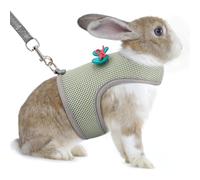 Adjustable Soft Harness with Elastic Leash for Rabbits,Breathable Bunny Vest Harness Outdoor Camping Hiking Training (Olive Green,Medium)