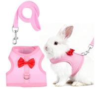 Adjustable Soft Harness with Elastic Leash Set, Bunny Rabbit Harness and Leash Set, Lightweight Escape-Proof Walking Gear, Cute Vest Leashes for Bunny Ferret Kitten Puppy Small Pets(Pink)
