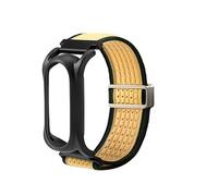Adjustable Soft Woven Nyon Wristband + Protective Case Base fits for PLAUD NotePin AI Voice Recorder ,Upgraded 18mm Pin Quick Release Notepin Strap for Easy Band Replacement,Green&Yellow