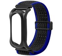 Adjustable Soft Woven Nyon Wristband + Protective Case Base fits for PLAUD NotePin AI Voice Recorder ,Upgraded 18mm Pin Quick Release Notepin Strap for Easy Band Replacement,Blue&Black