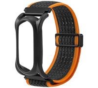 Adjustable Soft Woven Nyon Wristband + Protective Case Base fits for PLAUD NotePin AI Voice Recorder ,Upgraded 18mm Pin Quick Release Notepin Strap for Easy Band Replacement,Orange&Gray